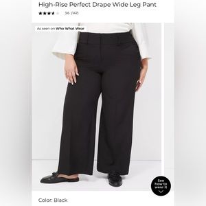 High rise, wide leg black pants.